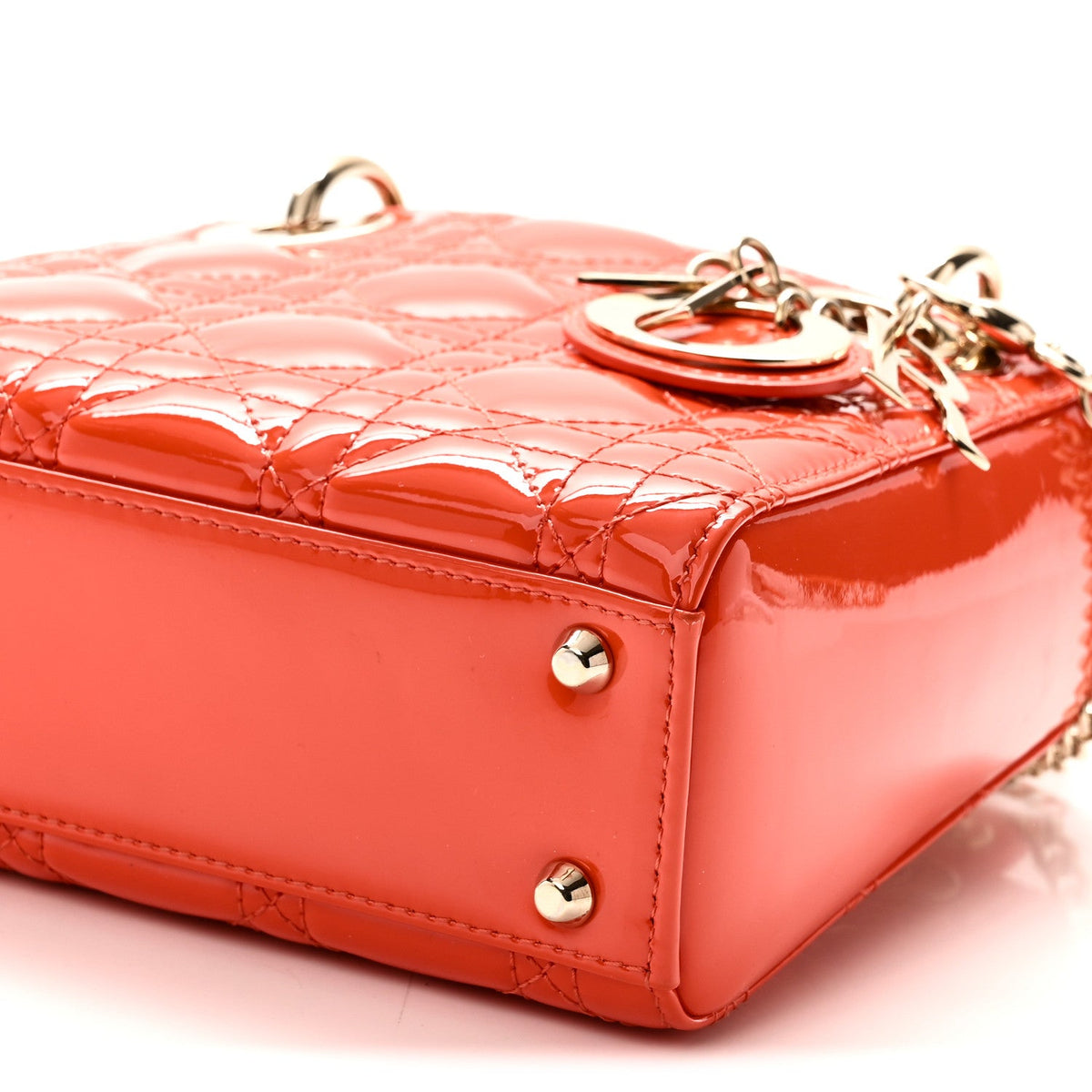 Patent Cannage Mini Lady Dior Orange wholesalehk.shop
