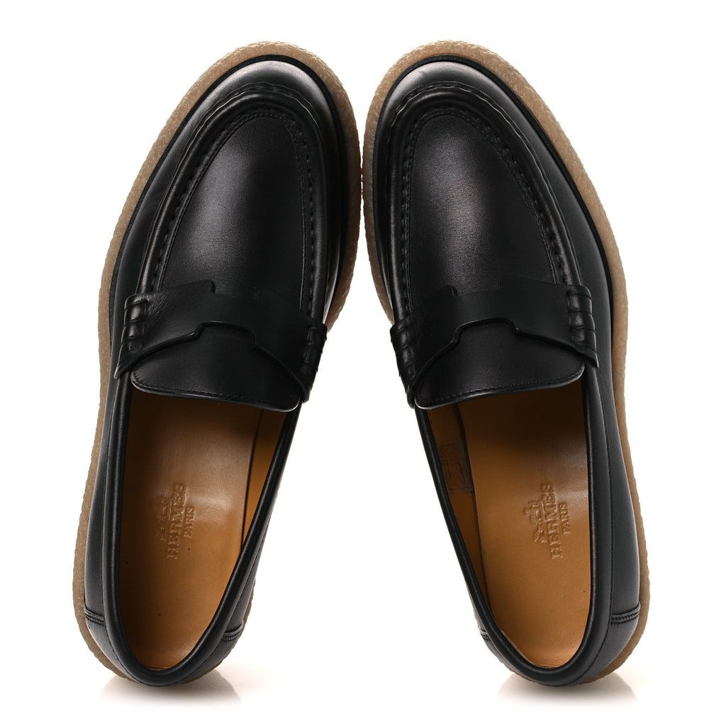 Glazed Calfskin Womens Fanny Loafers 36 Black wholesalehk.shop