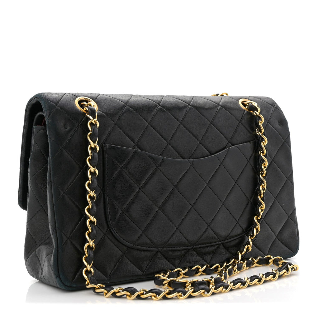 Lambskin Quilted Medium Double Flap Black wholesalehk.shop