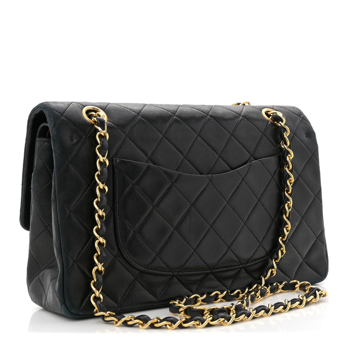 Lambskin Quilted Medium Double Flap Black wholesalehk.shop