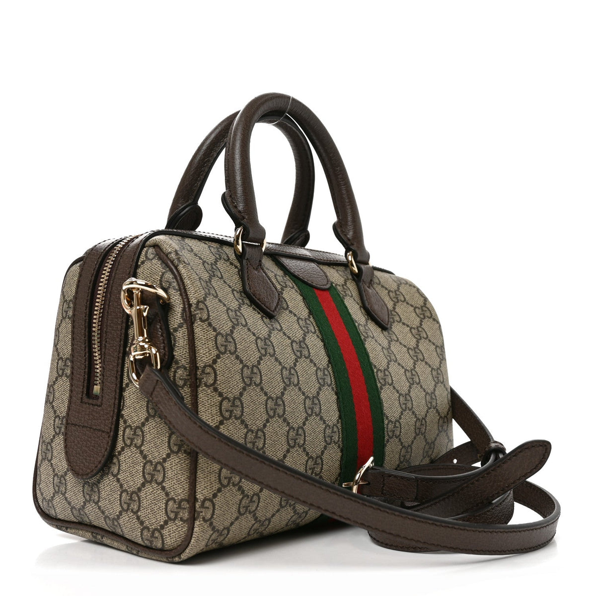 GG Supreme Monogram Web Medium Ophidia Top Handle Bag Beige Dark Brown wholesalehk.shop