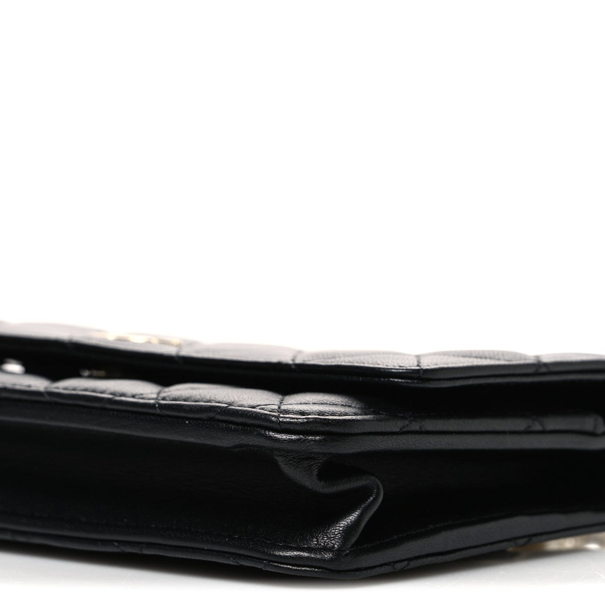 Lambskin Quilted Pearl Wallet On Chain WOC Black wholesalehk.shop
