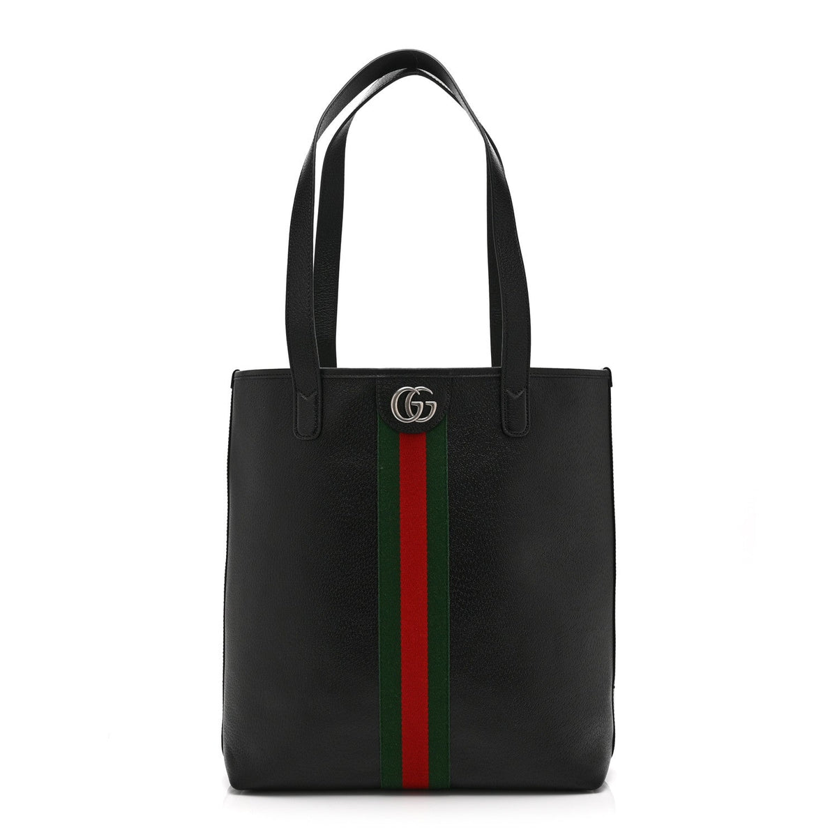 Textured Dollar Calfskin Web Medium Ophidia Tote Bag  Black wholesalehk.shop