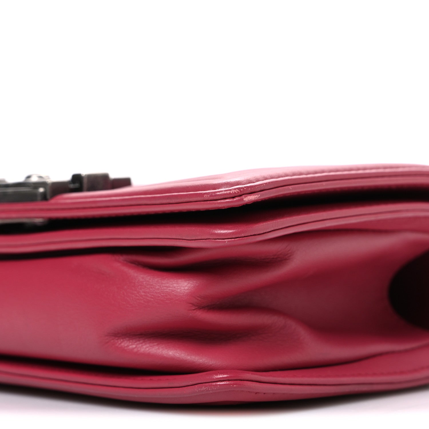 Calfskin Quilted Small Boy Flap Dark Pink wholesalehk.shop