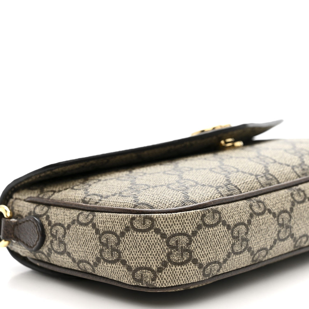 GG Supreme Monogram Textured Dollar Calfskin Web Mini Ophidia Envelope Shoulder Bag Beige Ebony New Acero wholesalehk.shop