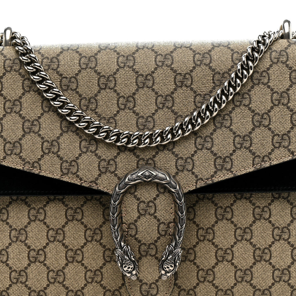 GG Supreme Monogram Medium Dionysus Shoulder Bag Black wholesalehk.shop