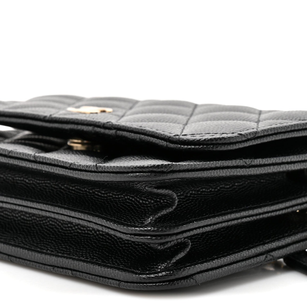 Caviar Quilted Mini Wallet On Chain WOC Black wholesalehk.shop