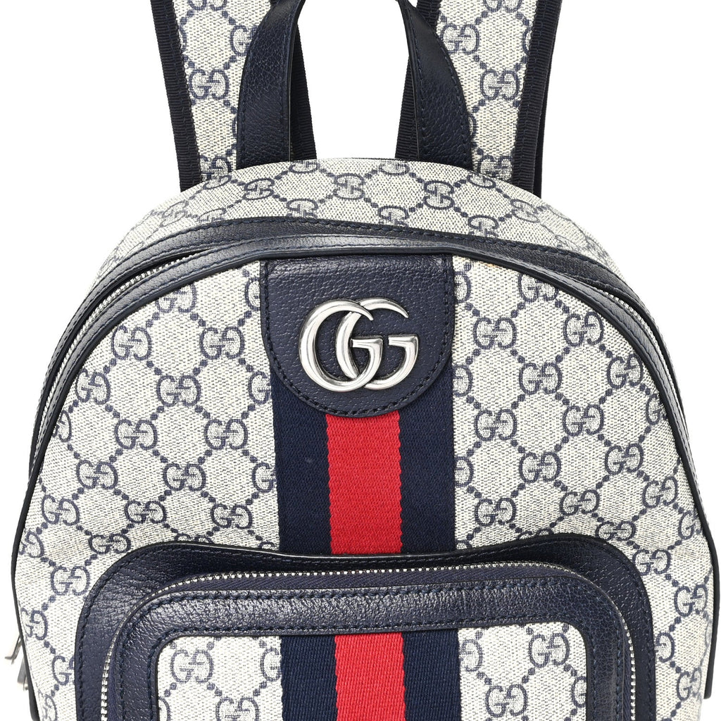 GG Supreme Monogram Textured Dollar Calfskin Web Small Ophidia Day Backpack Beige Blue Black wholesalehk.shop