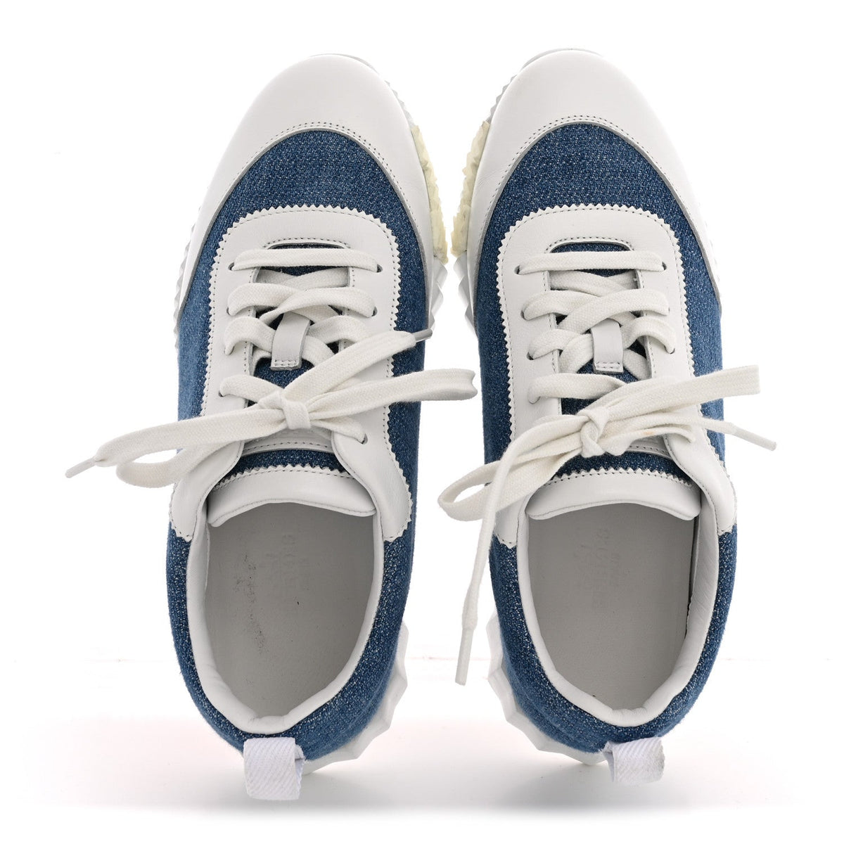Denim Suede Goatskin Bouncing Sneakers 37.5 Bleu Clair White wholesalehk.shop