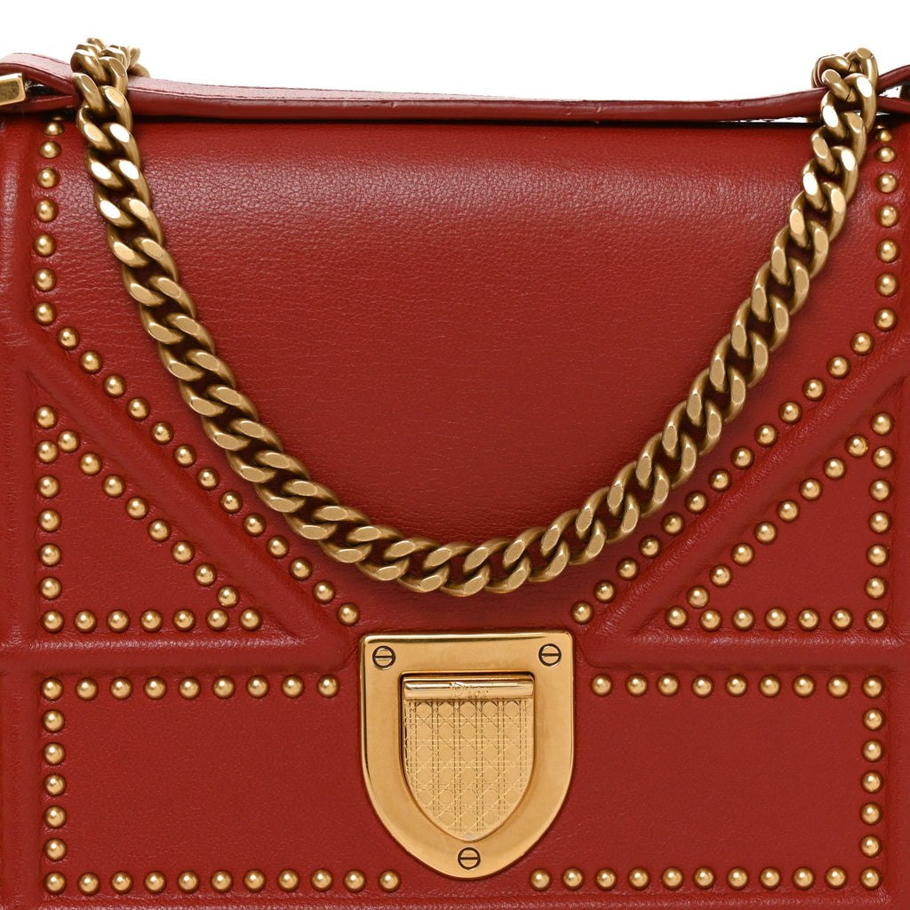 Calfskin Studded Diorama Flap Bag Red ¡§ Direct shipment via from wholesalehk.shop