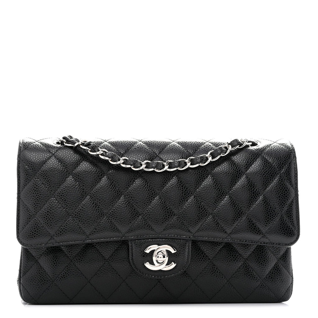 Caviar Quilted Medium Double Flap Black wholesalehk.shop