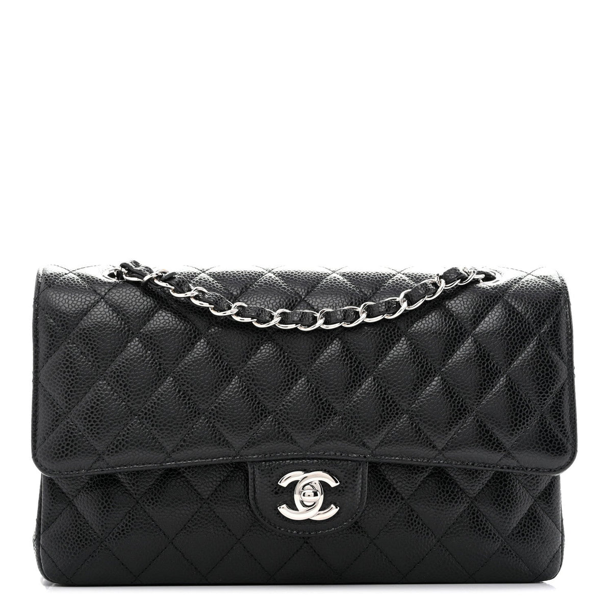 Caviar Quilted Medium Double Flap Black wholesalehk.shop