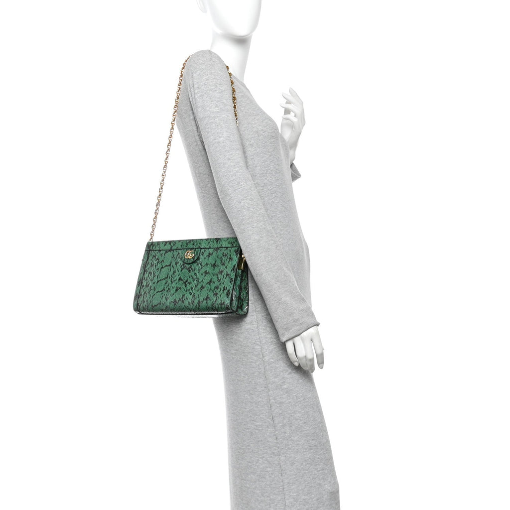 Snakeskin GG Small Ophidia Chain Shoulder Bag Green wholesalehk.shop