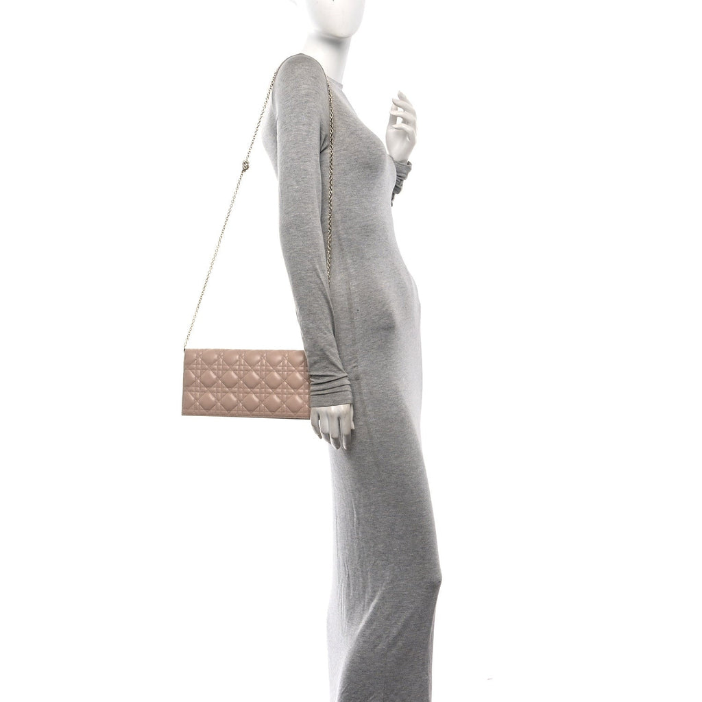 Lambskin Cannage Lady Dior Convertible Clutch Pink wholesalehk.shop