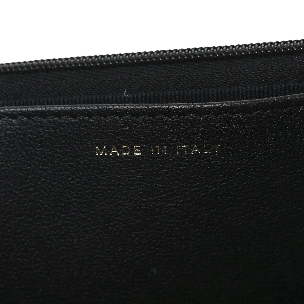 Lambskin Quilted Crystal Handle Wallet On Chain WOC Black wholesalehk.shop