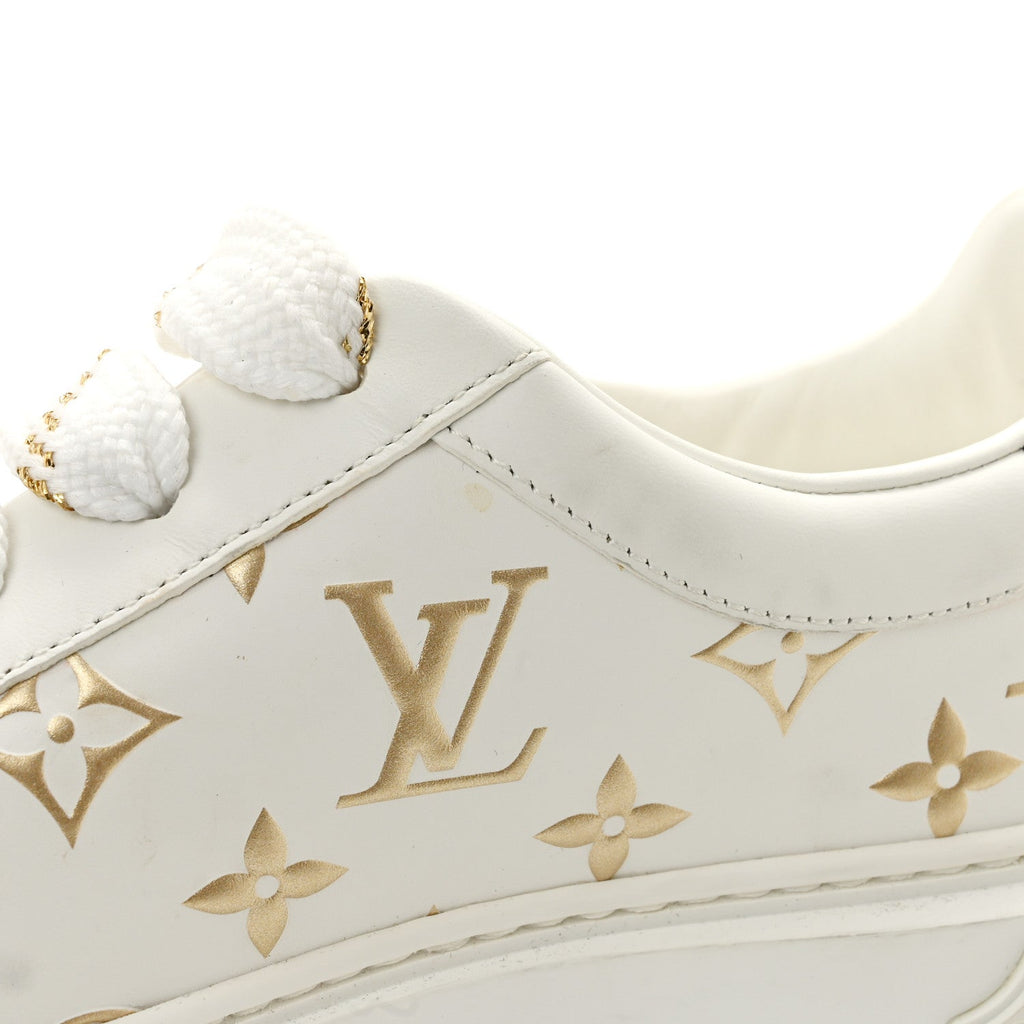 Calfskin Monogram Debossed Time Out Sneakers 37 White Gold £¨ Direct shipment via from wholesalehk.shop