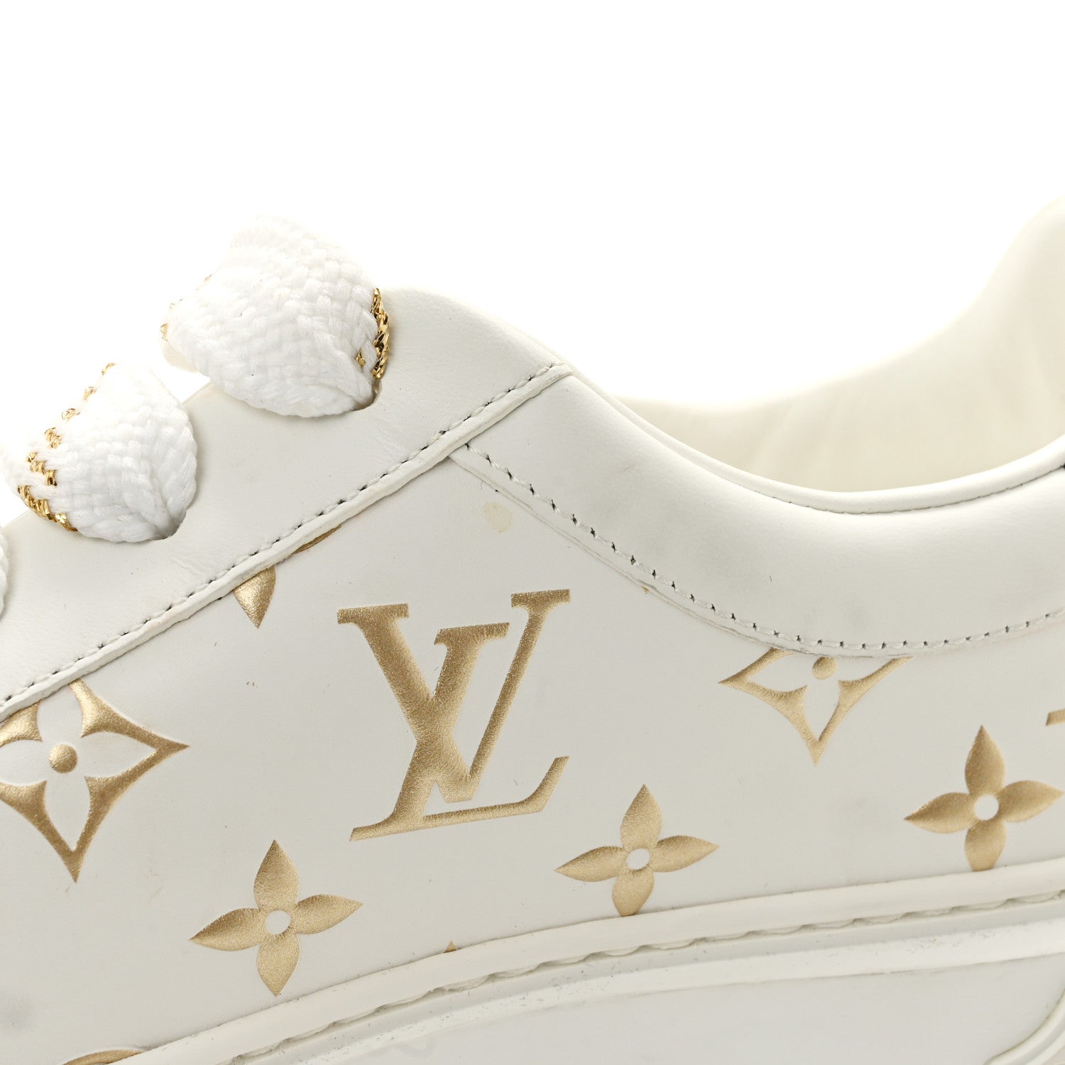 Calfskin Monogram Debossed Time Out Sneakers 37 White Gold £¨ Direct shipment via from wholesalehk.shop