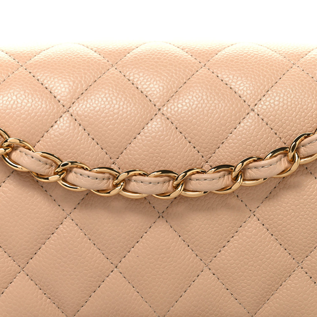 Caviar Quilted Jumbo Double Flap Beige wholesalehk.shop