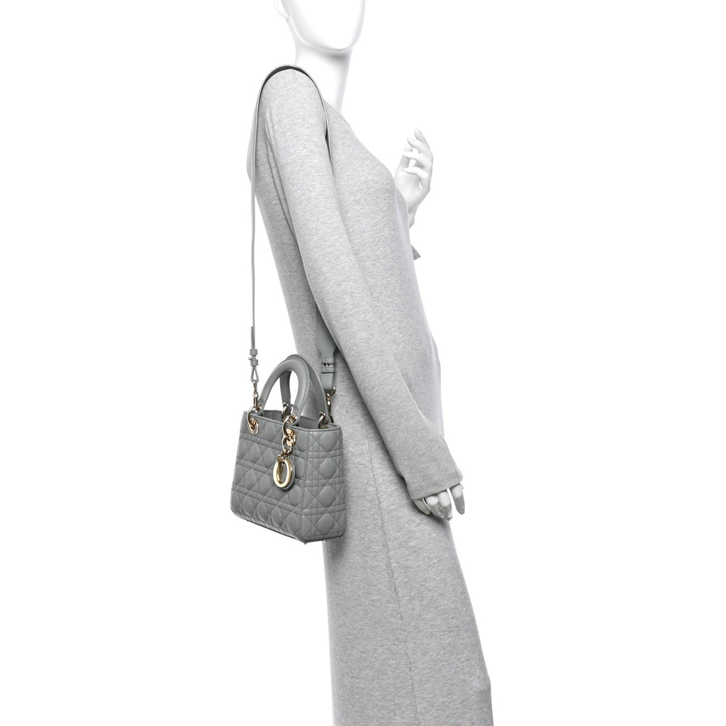 Lambskin Cannage Small My ABCDior Lady Dior Grey wholesalehk.shop