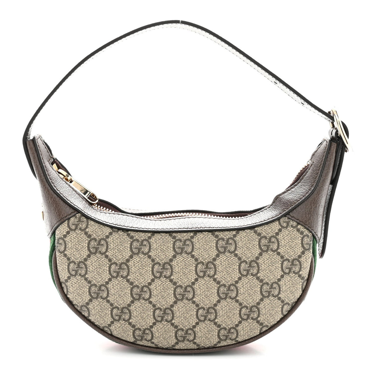 GG Supreme Monogram Textured Calfskin Web Mini Ophidia Half Moon Hobo Beige Ebony New Acero Beige Ebony New Acero wholesalehk.shop
