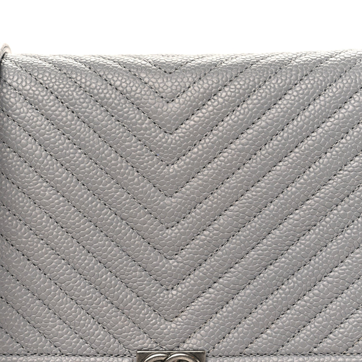 Caviar Chevron Quilted Boy Wallet On Chain WOC Grey wholesalehk.shop
