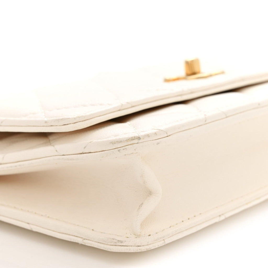 Lambskin Quilted CC Pearl Crush Wallet on Chain WOC White wholesalehk.shop