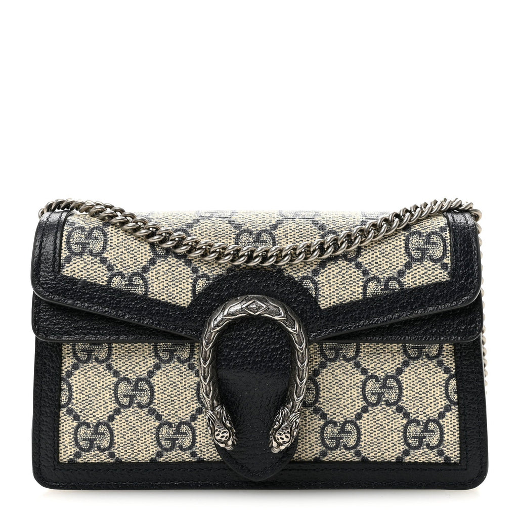 GG Supreme Monogram Textured Dollar Calfskin Super Mini Dionysus Shoulder Bag Beige Blue wholesalehk.shop