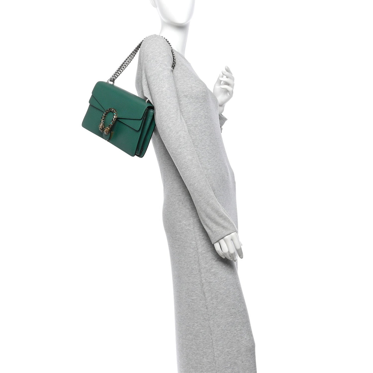 Pebbled Calfskin Small Dionysus Shoulder Bag Emerald wholesalehk.shop
