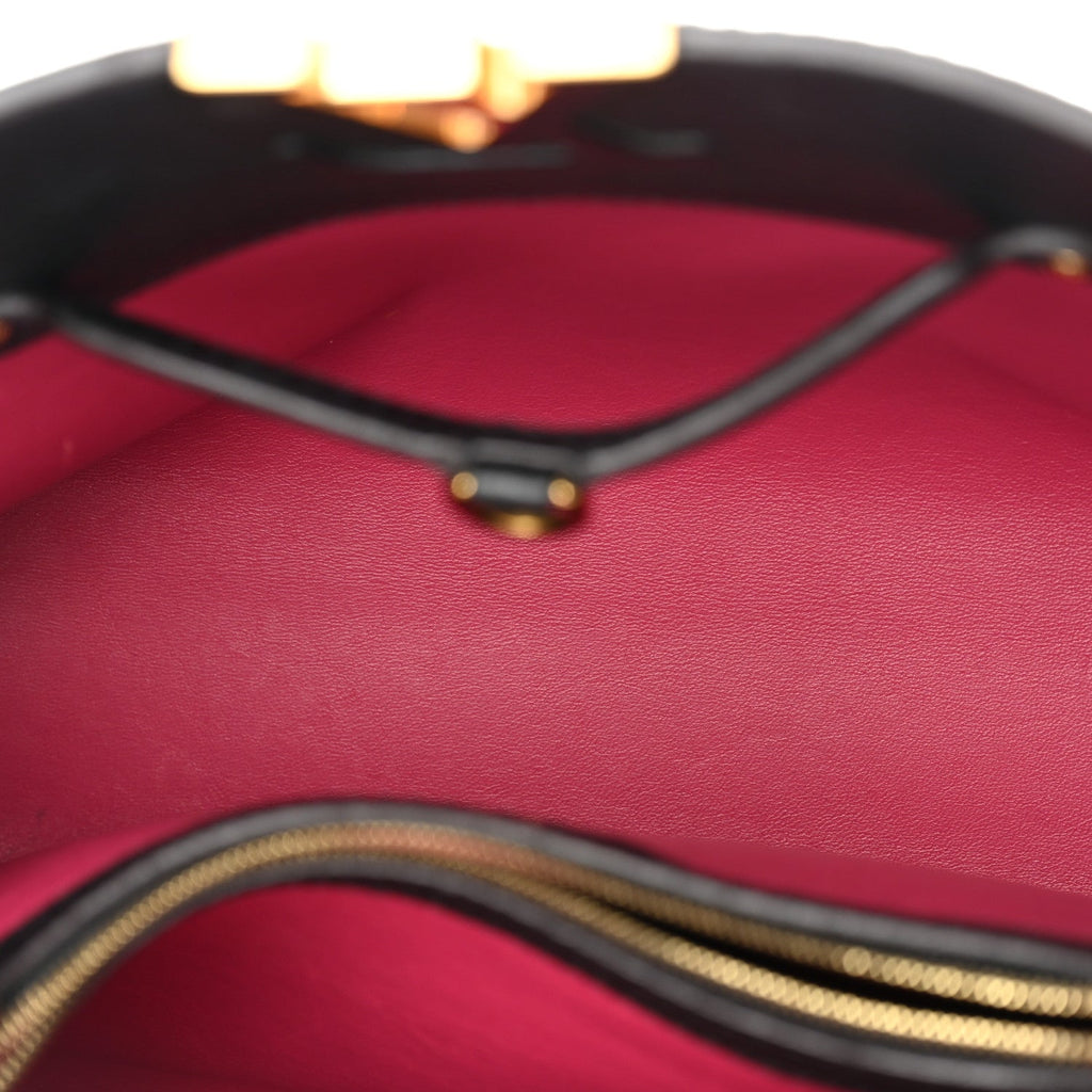 Taurillon Capucines MM Black Fuchsia £¨ Direct shipment via from wholesalehk.shop