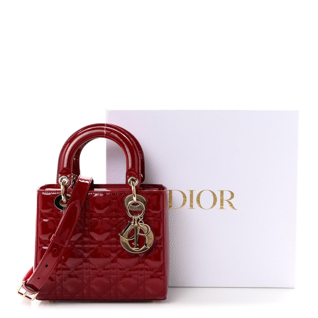 Patent Cannage Small Lady Dior Cherry Red wholesalehk.shop