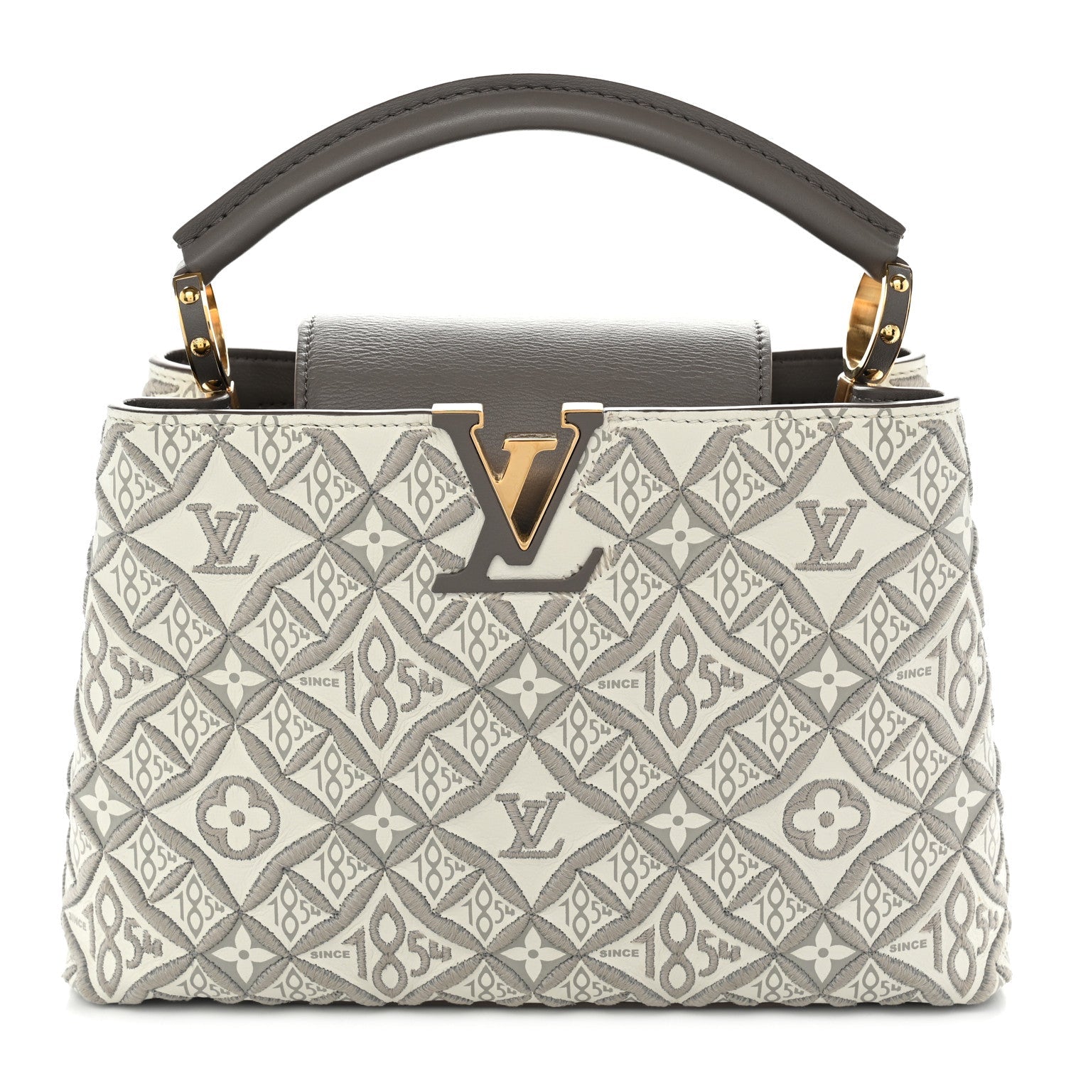 Calfskin Since 1854 Embroidered Capucines BB Ecru Taupe £¨ Direct shipment via from wholesalehk.shop