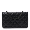 Aged Calfskin Quilted Reissue Wallet On Chain WOC So Black wholesalehk.shop