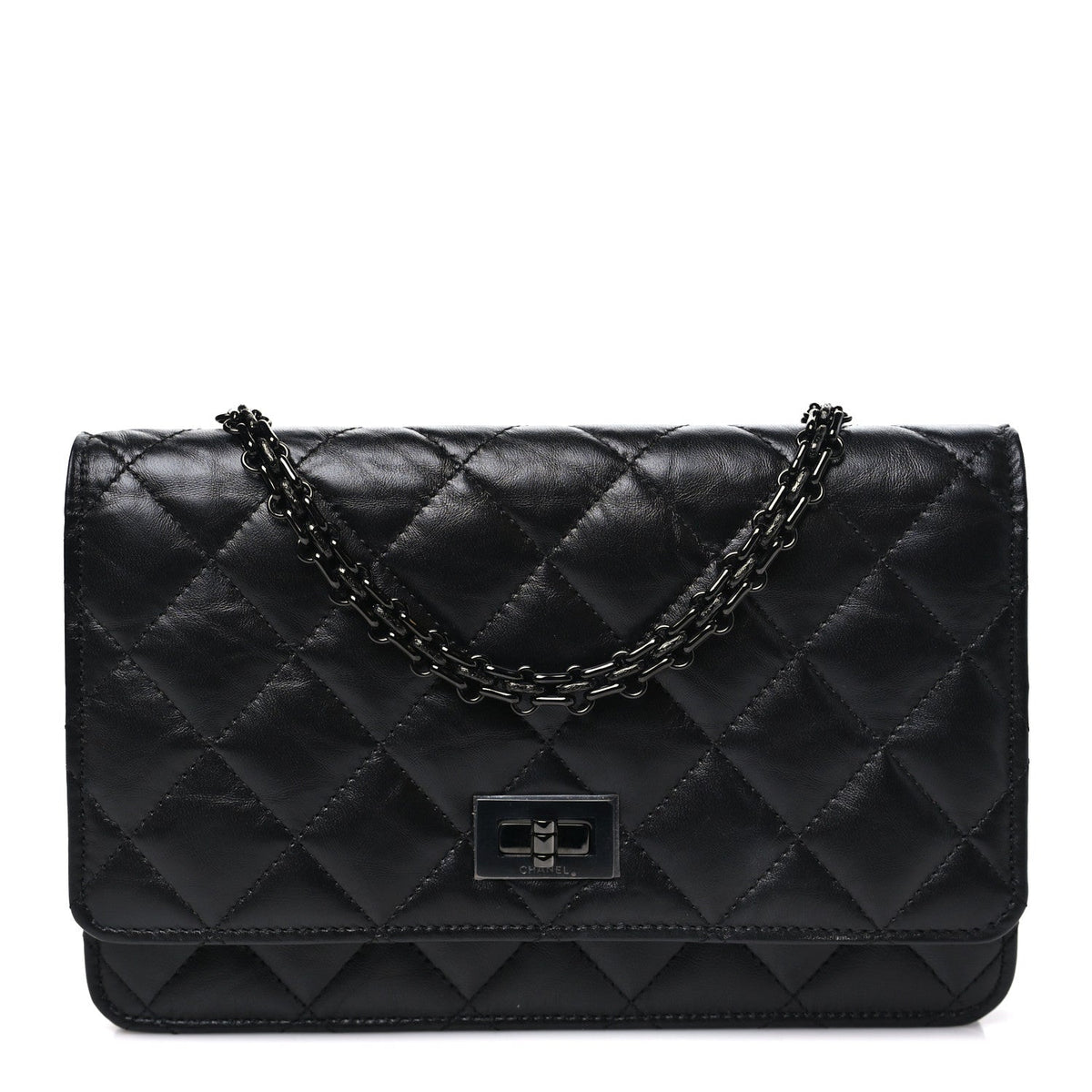 Aged Calfskin Quilted Reissue Wallet On Chain WOC So Black wholesalehk.shop