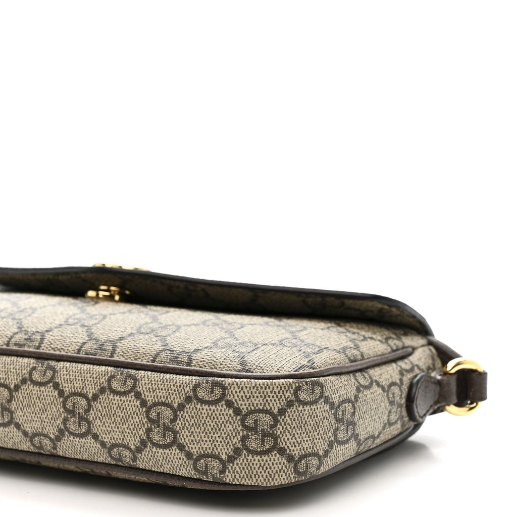 GG Supreme Monogram Textured Dollar Calfskin Web Mini Ophidia Envelope Shoulder Bag Beige Ebony New Acero wholesalehk.shop