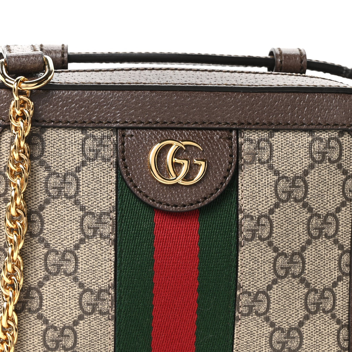 GG Supreme Monogram Mini Ophidia Top Handle Shoulder Bag Brown wholesalehk.shop