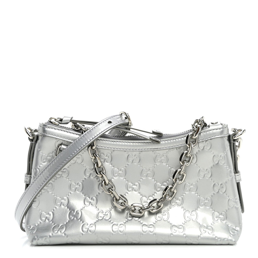 Shine Guccissima Emblem Small Shoulder Bag Silver £¨ Direct shipment via from wholesalehk.shop