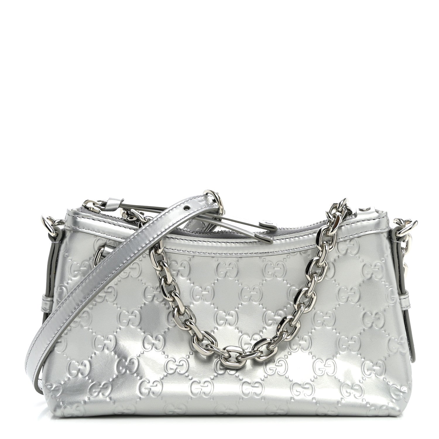 Shine Guccissima Emblem Small Shoulder Bag Silver £¨ Direct shipment via from wholesalehk.shop
