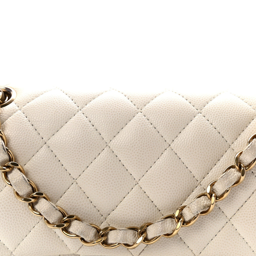 Caviar Quilted Small Double Flap White wholesalehk.shop