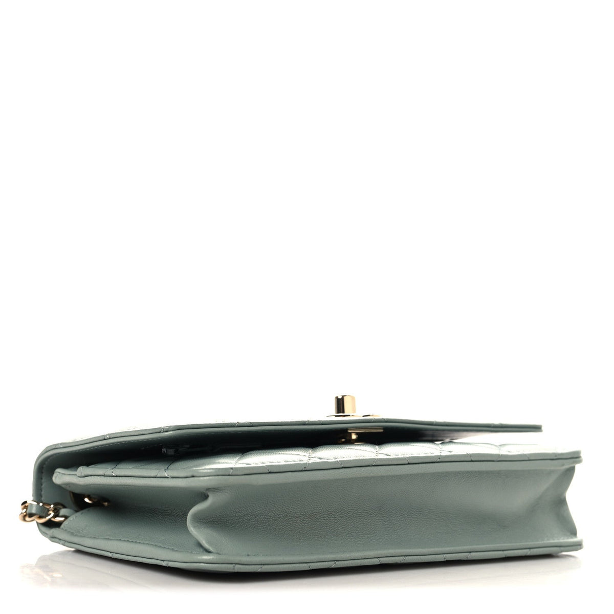 Lambskin Quilted Trendy CC Wallet On Chain WOC Light Blue wholesalehk.shop