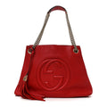 Pebbled Calfskin Medium Soho Chain Shoulder Bag Tabasco Red wholesalehk.shop