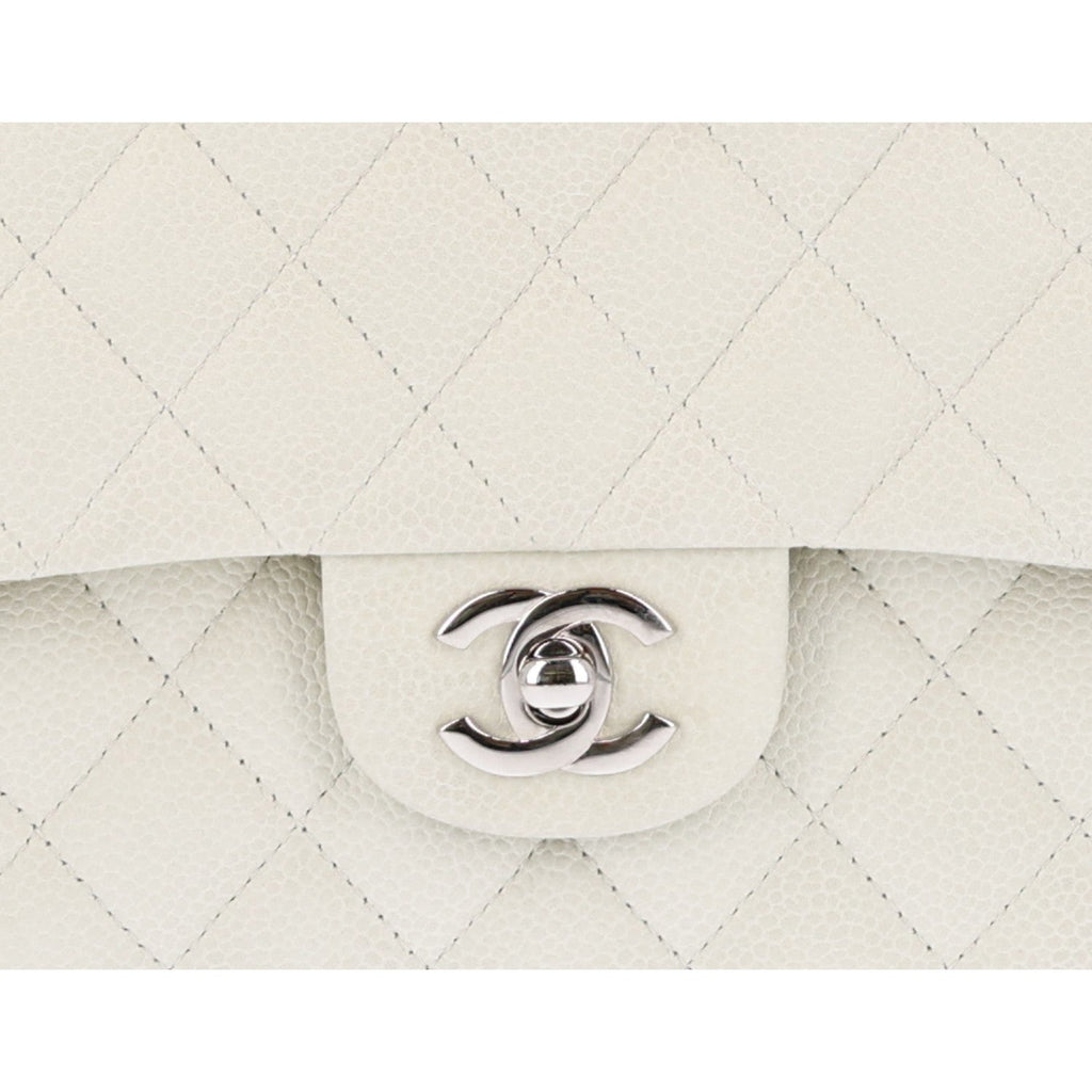 Caviar Quilted Medium Double Flap Light Green wholesalehk.shop