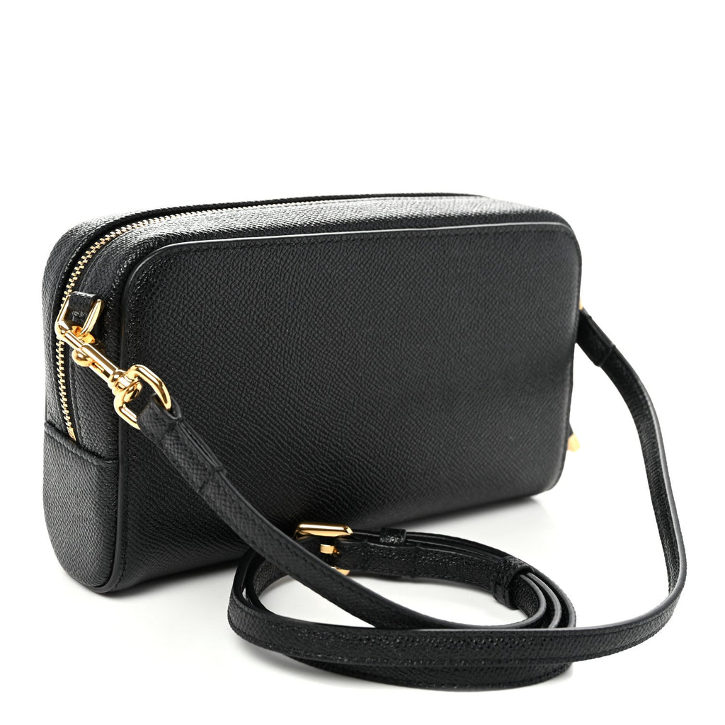Grained Calfskin Caro Double Pouch Black wholesalehk.shop