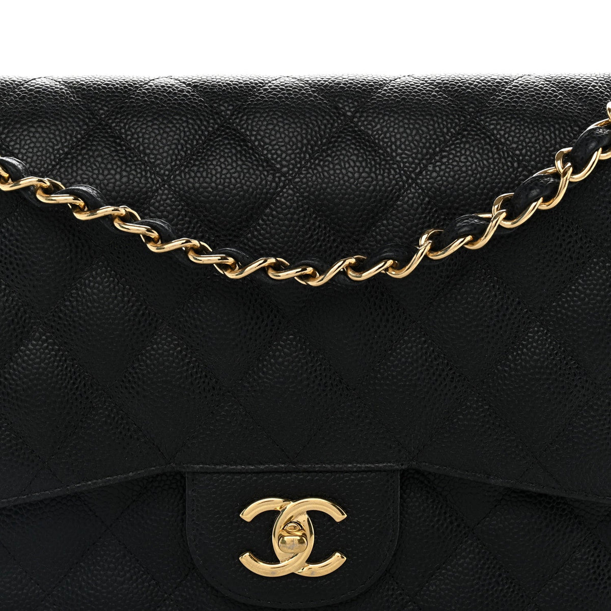 Caviar Quilted Jumbo Double Flap Black wholesalehk.shop