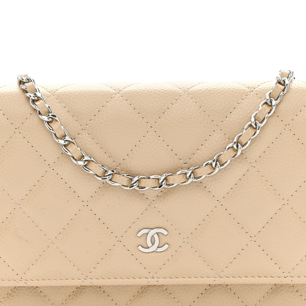 Caviar Quilted Wallet on Chain WOC Beige wholesalehk.shop