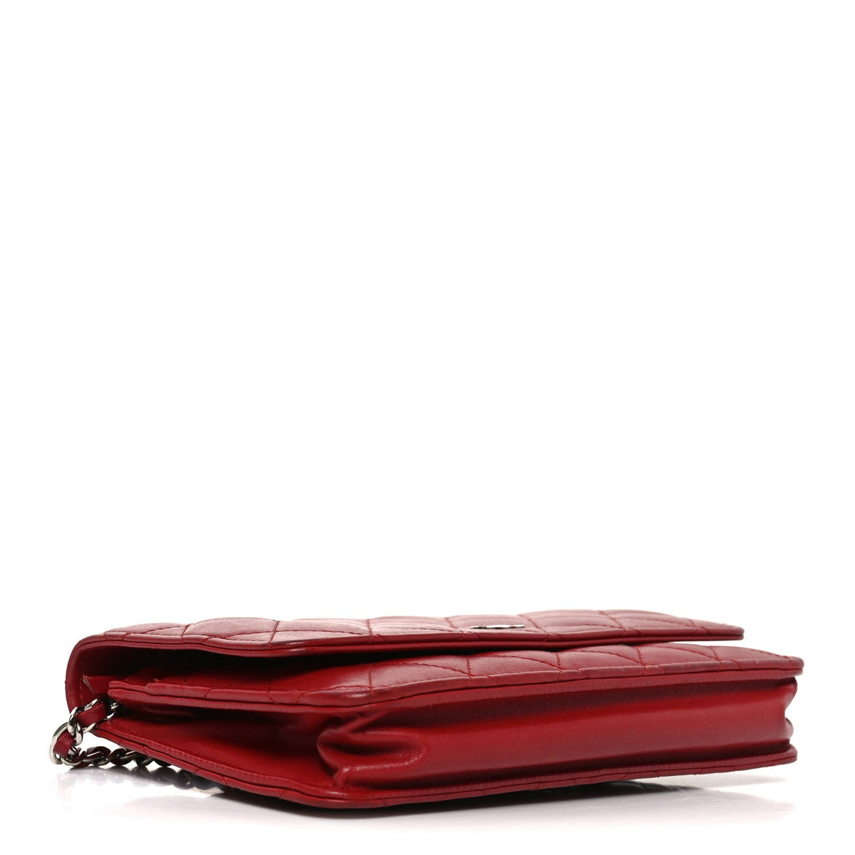 Lambskin Quilted Wallet On Chain WOC Red wholesalehk.shop