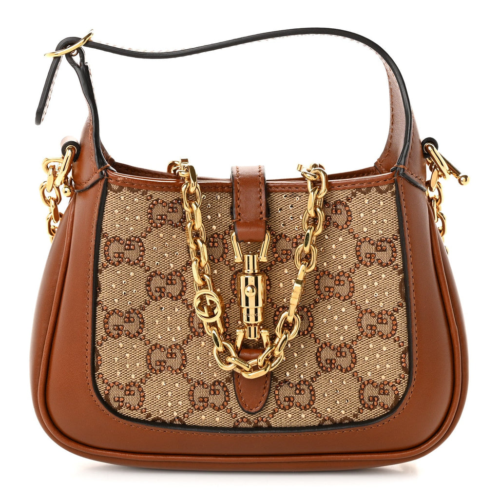 New Canvas Charisma Calfskin Crystal GG Monogram Mini Jackie 1961 Hobo Camel Ebony £¨ Direct shipment via from wholesalehk.shop