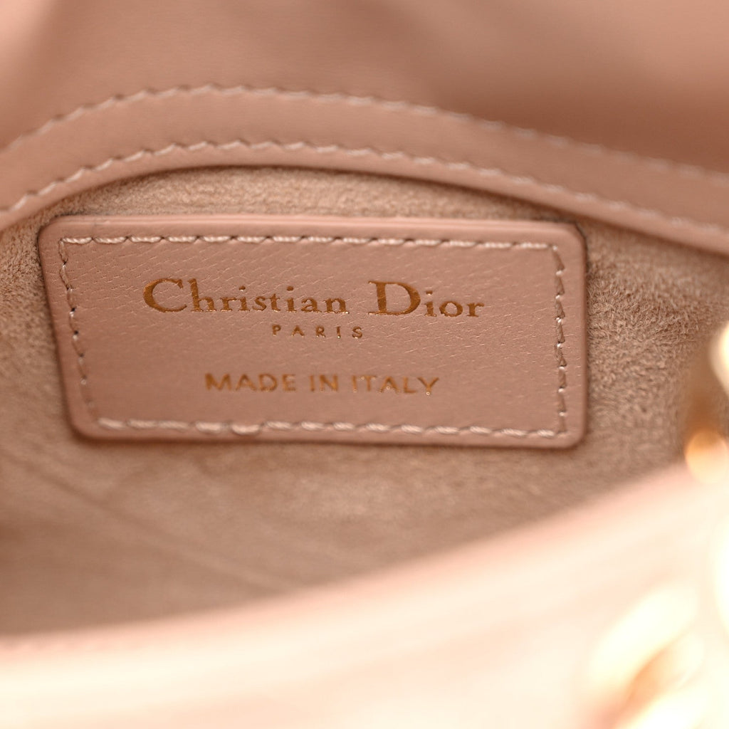 Lambskin Cannage Micro Lady Dior Rose Des Vents wholesalehk.shop