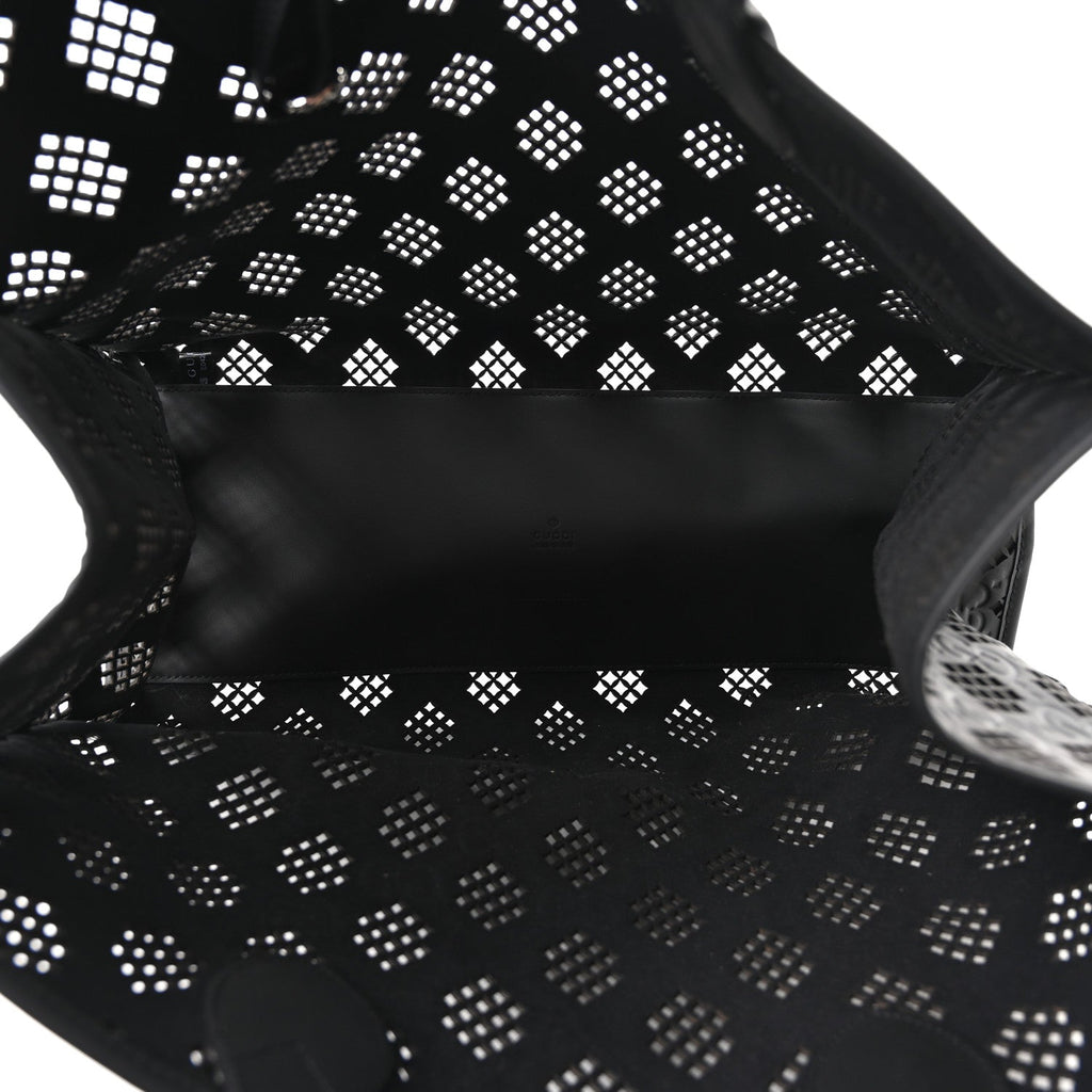 Calfskin GG Monogram Diamond Cut Medium Ophidia Tote Bag Black wholesalehk.shop