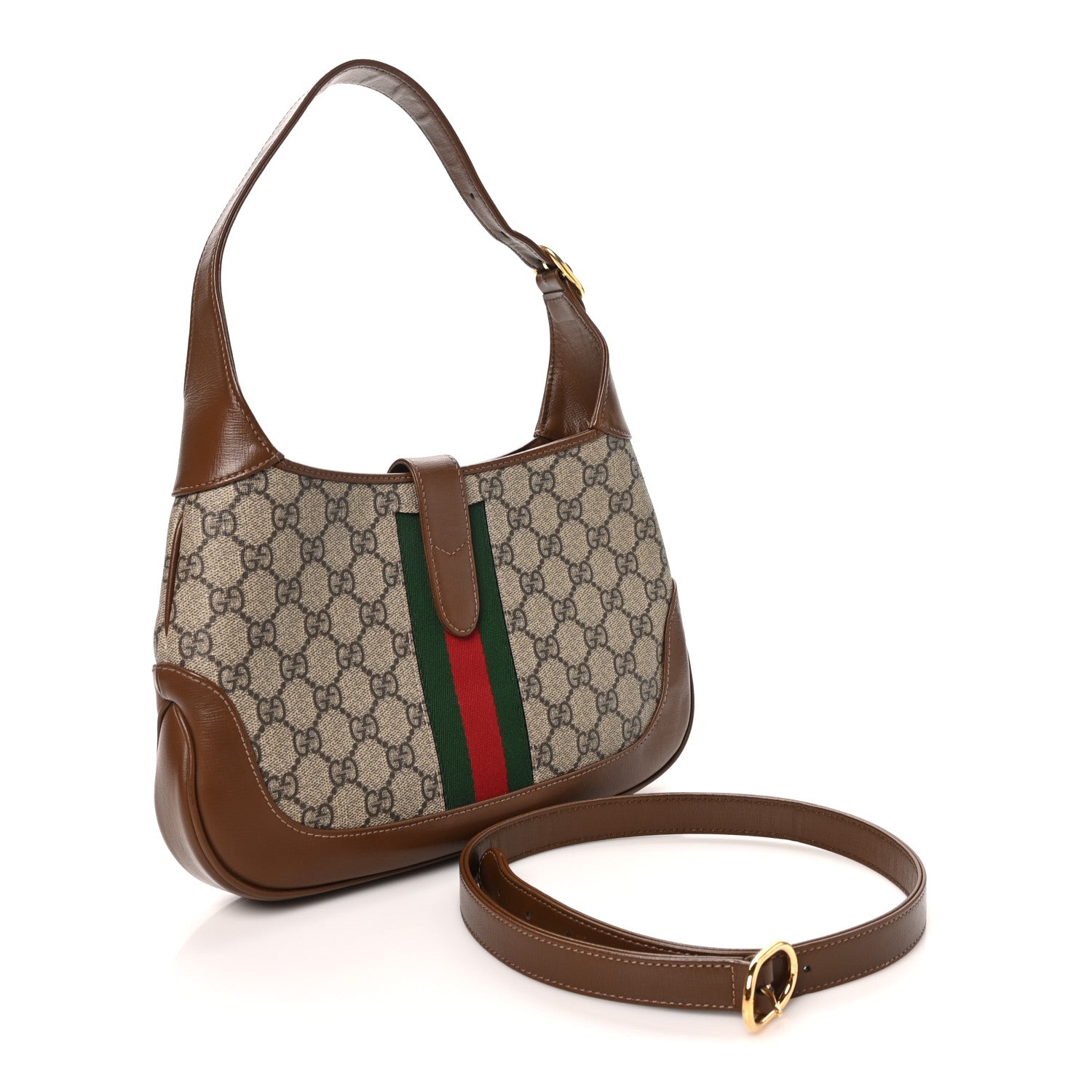 GG Supreme Monogram Azalea Calfskin Web Small Jackie 1961 Hobo Beige Ebony Brown Sugar £¨ Direct shipment via from wholesalehk.shop