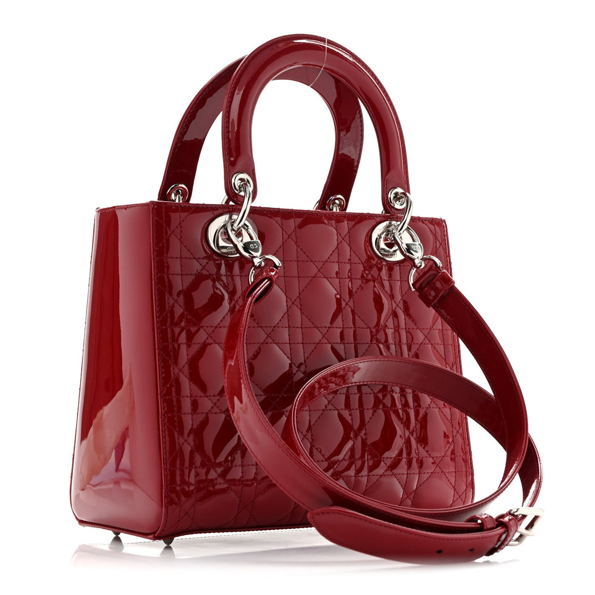 Patent Cannage Medium Lady Dior Red wholesalehk.shop